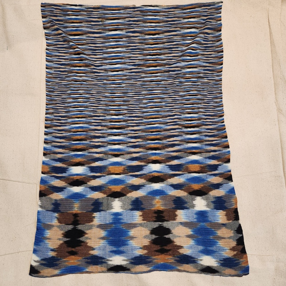 Vintage Missoni Immaginazione Multicolored Knit Scarf Wrap Blue Brown Black